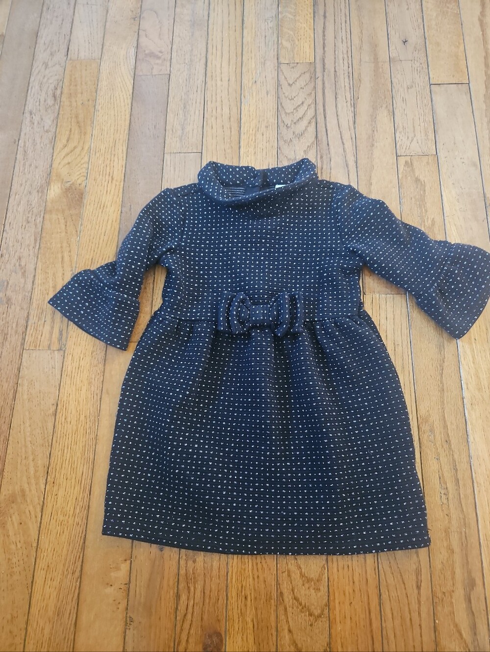 Janie and Jack Juno Valentine Party Dress Black Silver Polka Dot Bows Girls Sz 3